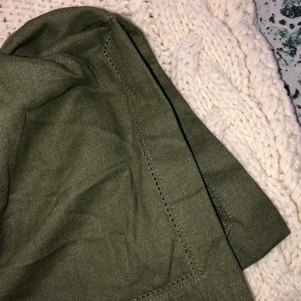 𝅺Woman Within 14W olive green linen bend maxi dress - Picture 4 of 8